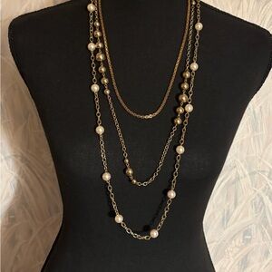 RMN Gold Tone Layer Necklace 24”-34”